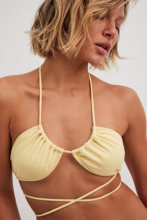 Yellow Haut de bikini triangle noué