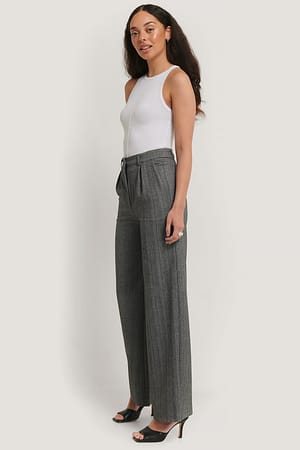 Grey Melange Tina Maria x NA-KD Pantalon Large En Laine Mélangée