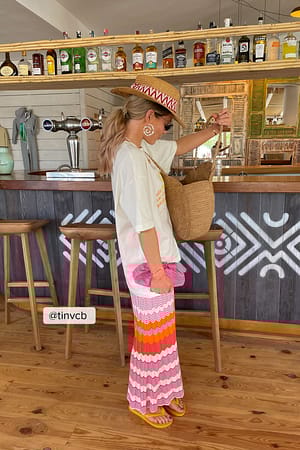 Multicolor Jupe rayée en tricot à motif