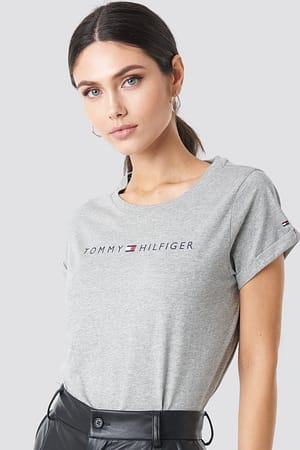 Grey Heather Tommy Hilfiger Logo Flag Tee
