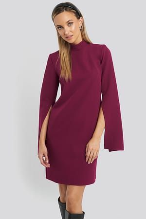 Purple Cape Sleeve Mini Dress