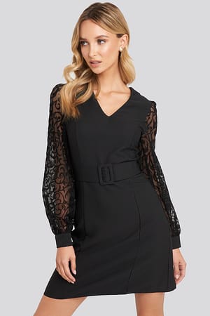 Black Lace Sleeve Detail Dress