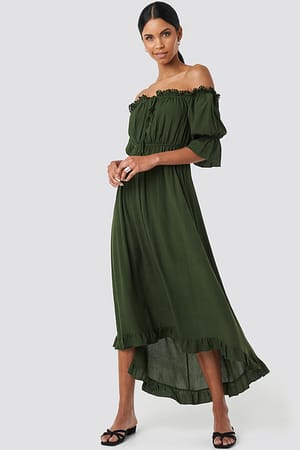 Duck Green Trendyol Ruffle Detail Maxi Dress