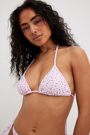 Flower Print Haut de bikini triangle