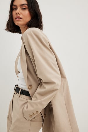 Sand Blazer oversize trois boutons en tissu mélangé