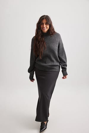 Dark Grey Pull en tricot à col roulé