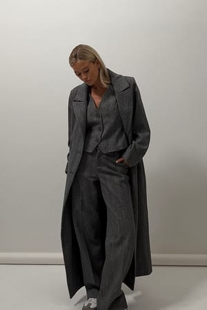 Grey Multi Manteau en tweed effet froissé