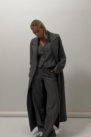 Grey Multi Manteau en tweed effet froissé