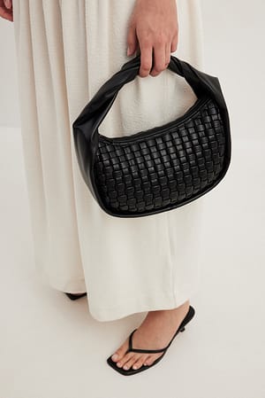 Black Sac à main tissé à poignée torsadée