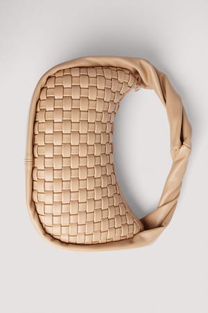 Beige Sac à main tissé à poignée torsadée