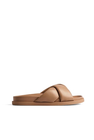 Tan Twisted Puffy Slippers