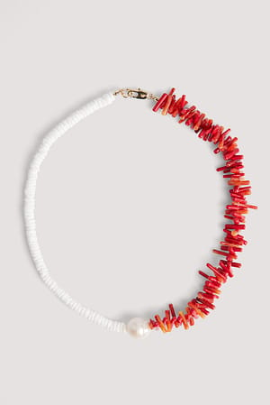 Red/White Two Colored Shell Necklace
