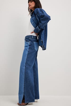 Blue Comb Jean bicolore