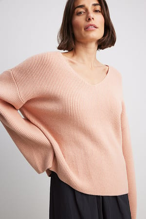 Dusty Pink Pull tricoté col en V