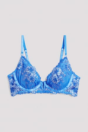 Blue Soutien-gorge en dentelle à armatures en V