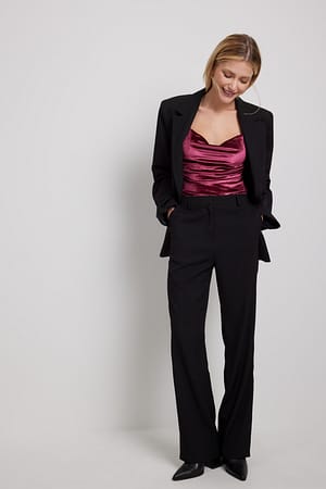 Burgundy Débardeur en velours à décolleté cascade
