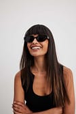 Black Lunettes de soleil rétro larges en forme de goutte