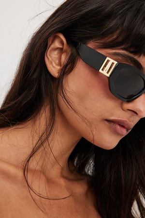 Black Lunettes de soleil carrées larges