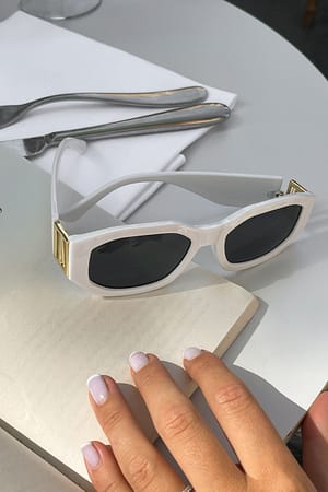 White Lunettes de soleil carrées larges