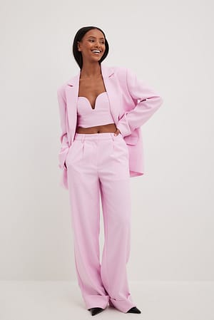 Pink Pantalon de costume large
