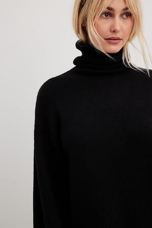 Black Pull style polo en maille de laine mélangée