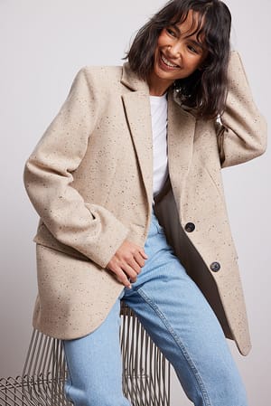 Beige Manteau style blazer
