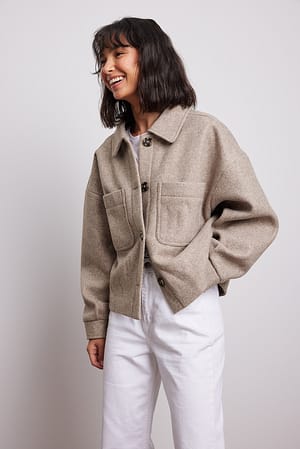 Nougat Veste courte surdimensionnée en laine mélangée