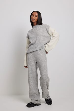 Grey Pantalon en laine mélangée