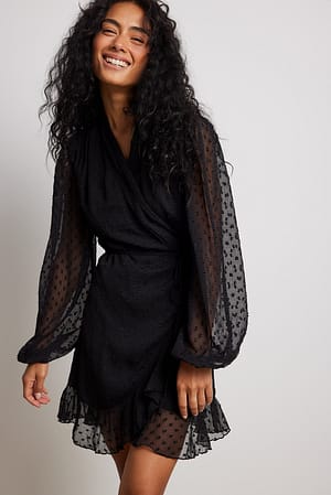 Black Robe portefeuille courte en plumetis