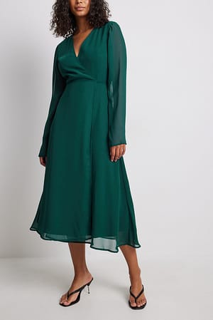 Green Robe mi-longue cache-coeur