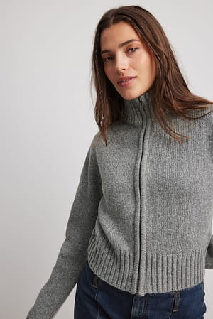 Grey Pull tricoté zippé