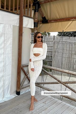 Offwhite Robe longue à décolleté profond